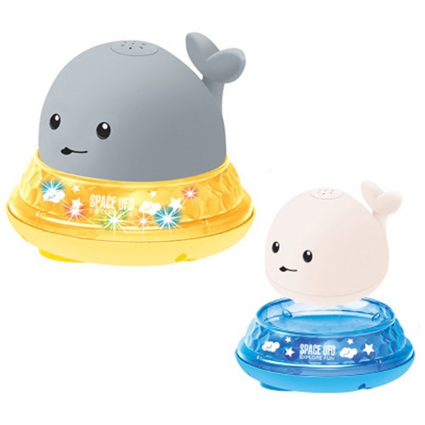 Water spray and lights engage sight and touch for sensory development.